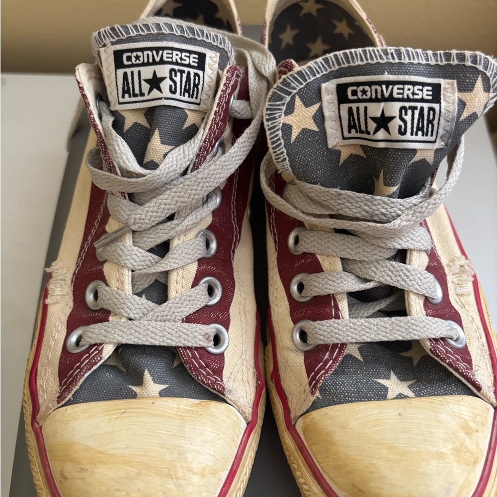 CONVERSE ALL-STAR Red,White,Blue Stripes & Stars Low Sneakers American flag